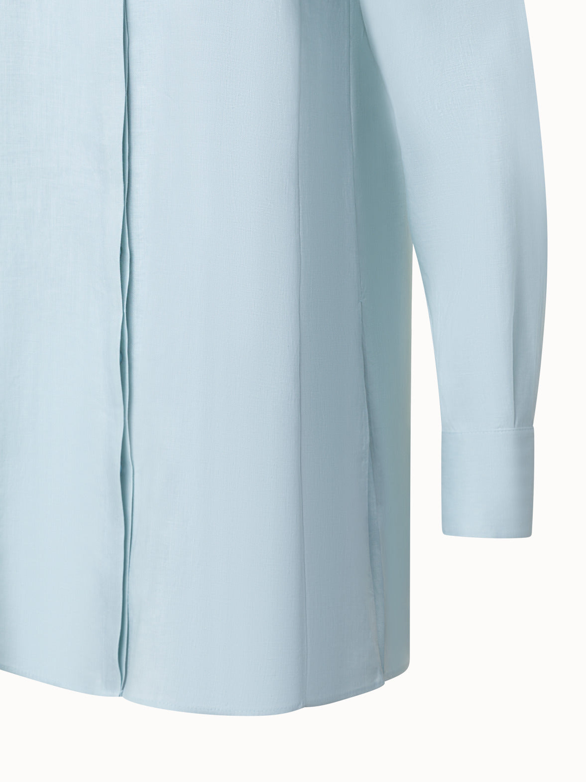 Oversized Linen Tunic Blouse - blue