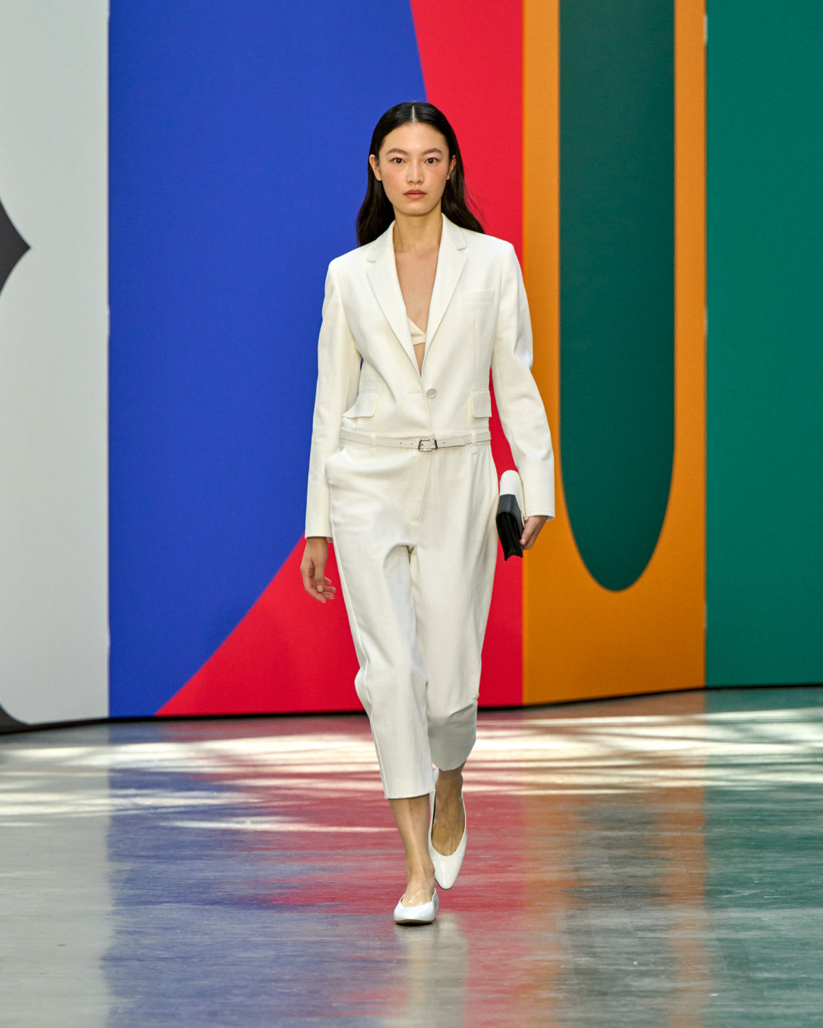 A look from Akris Spring/Summer 2026, blending art and fashion with Swiss luxury design, couture craftsmanship, and timeless elegance inspired by Leon Polk Smith