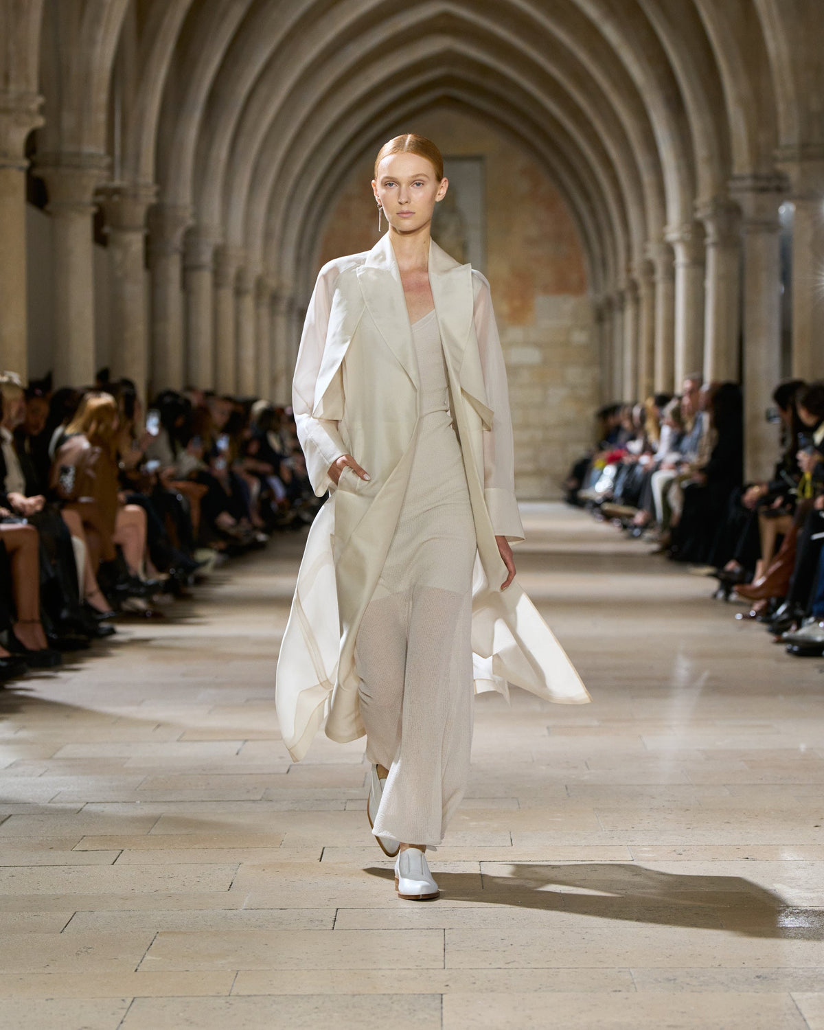 A look from Akris Spring/Summer 2026, blending art and fashion with Swiss luxury design, couture craftsmanship, and timeless elegance inspired by Leon Polk Smith