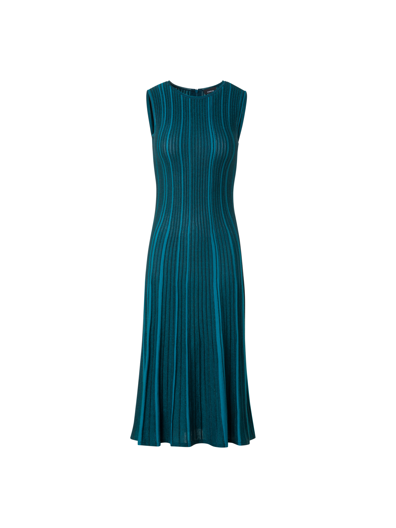 Designer Sleeveless Knit Dress in Silk Rib Lurex - green