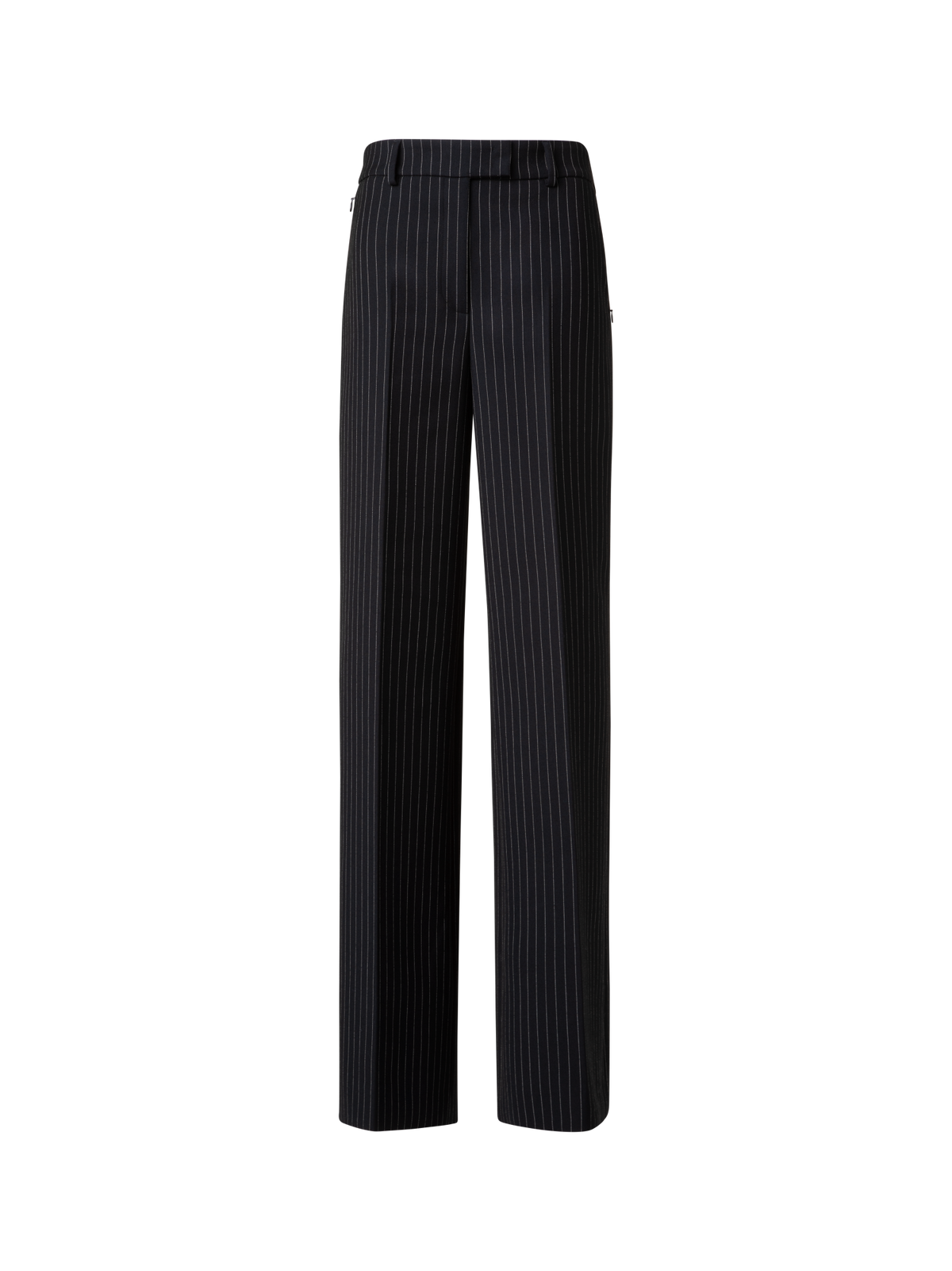 Designer Wide Wool Double-Face Pants with Pinstripes - grey