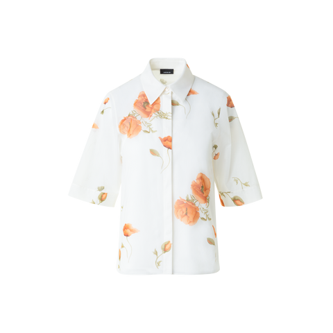 Boxy Baumwoll-Bluse mit Anemone Druck