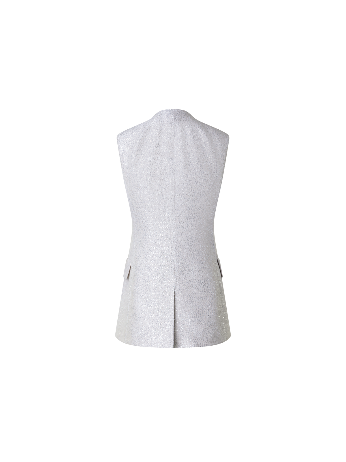 Designer Long Linen Blend Gilet with Sequins - grey