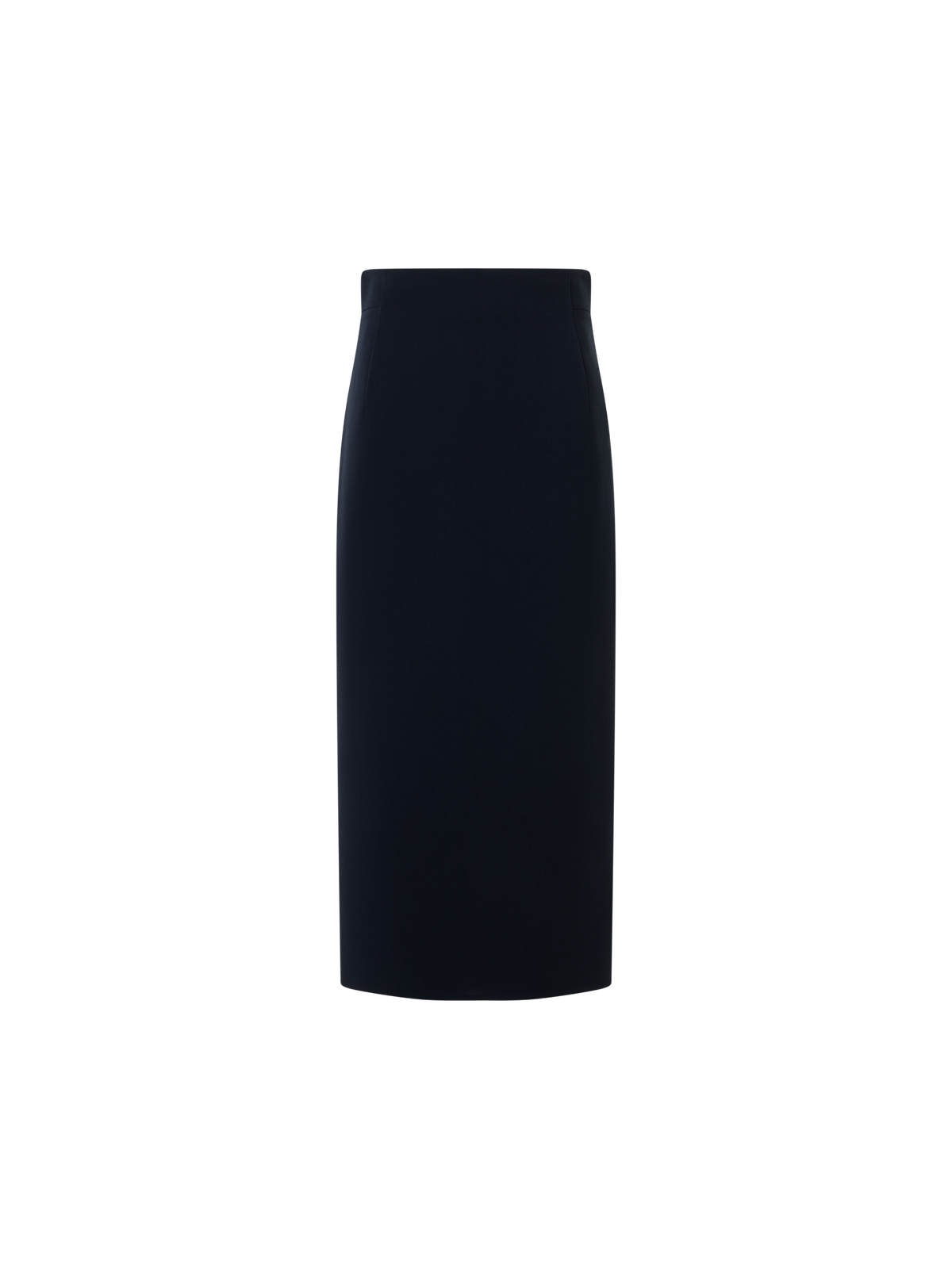 Designer Wool Bi-Stretch Double-Face Midi Pencil Skirt - black