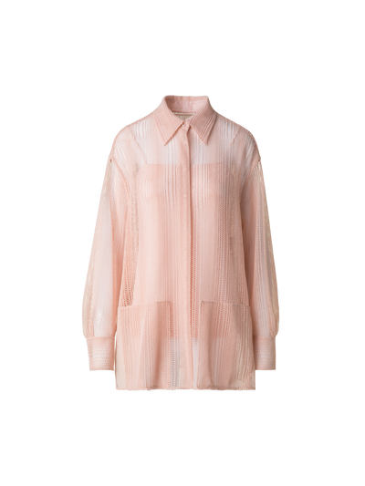 Designer Oversized Embroidered Blouse - pastel - pink