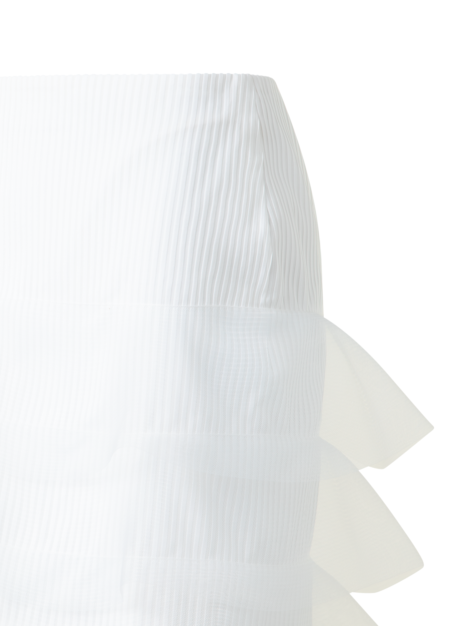 Designer Short Pencil Skirt with Tulle Waves - neutral - white