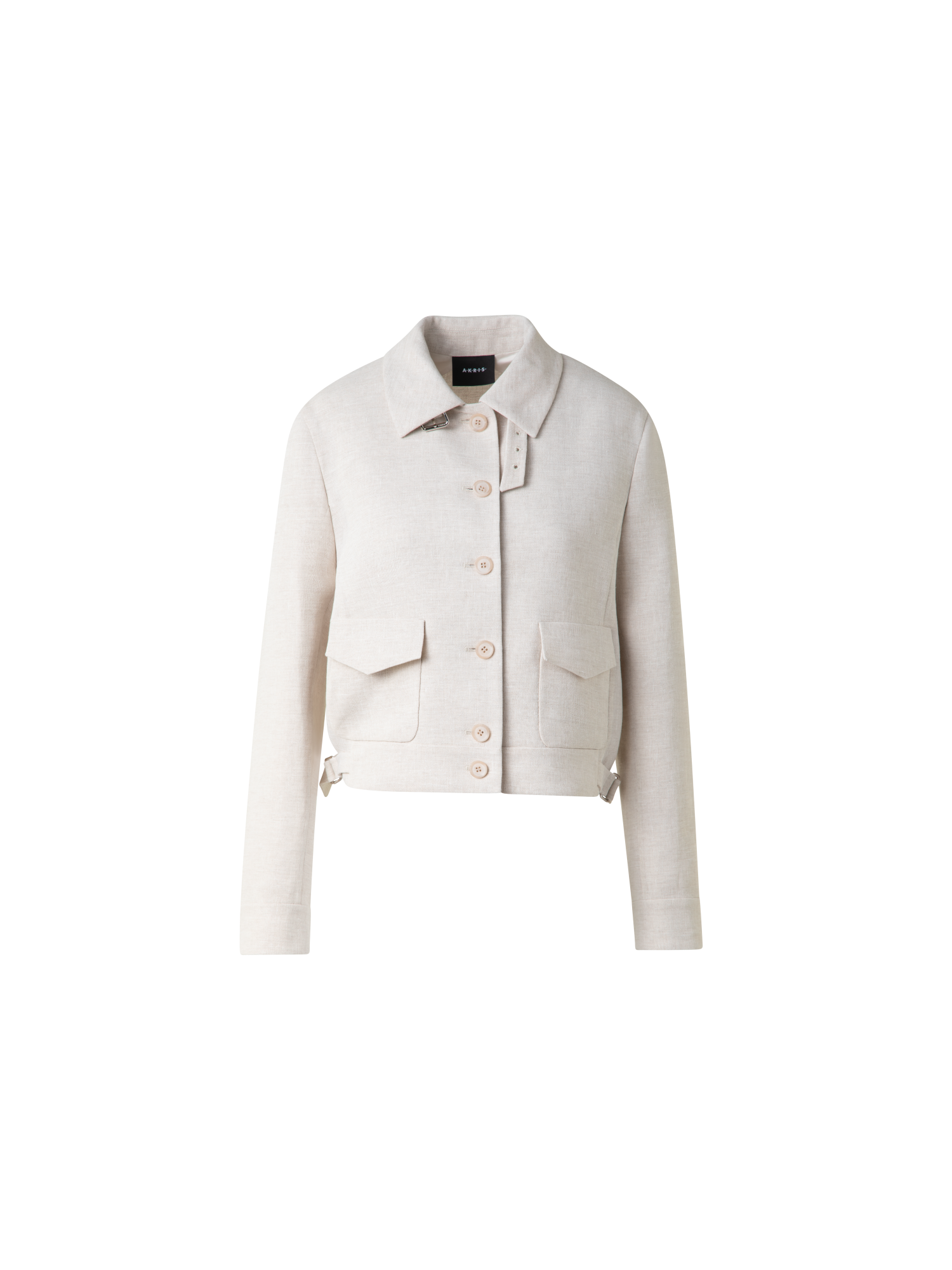 Designer Short Blouson Jacket in Linen Double-Face - neutral - grey - beige