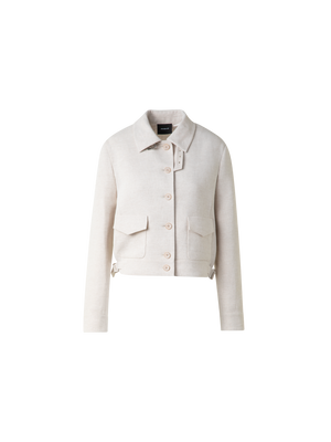 Designer Short Blouson Jacket in Linen Double-Face - neutral - grey - beige