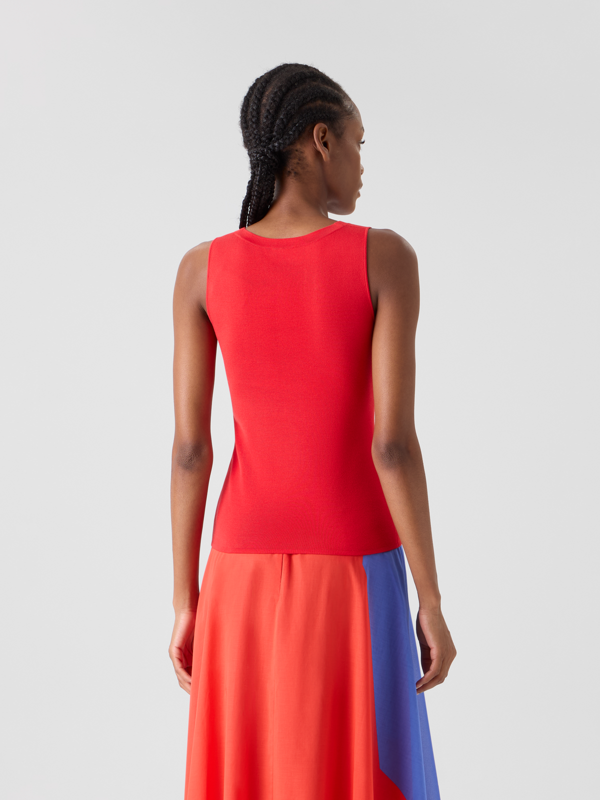 Designer Fitted Stretch Silk Knit Tank Top - red #editorial