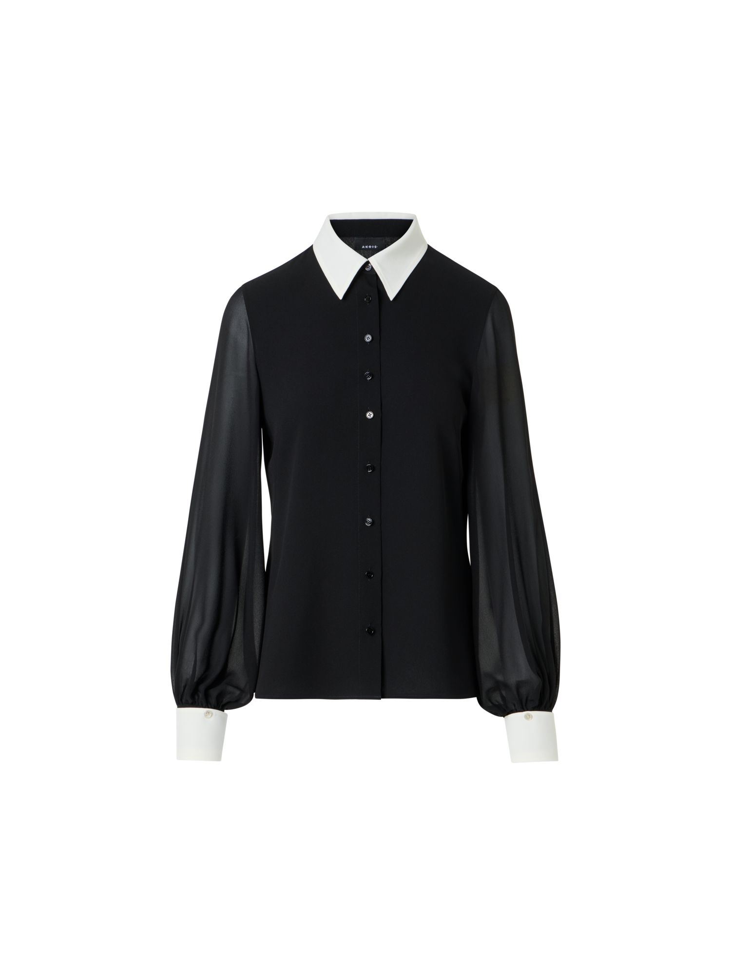 Designer Silk Blouse with Detachable Cuffs - black