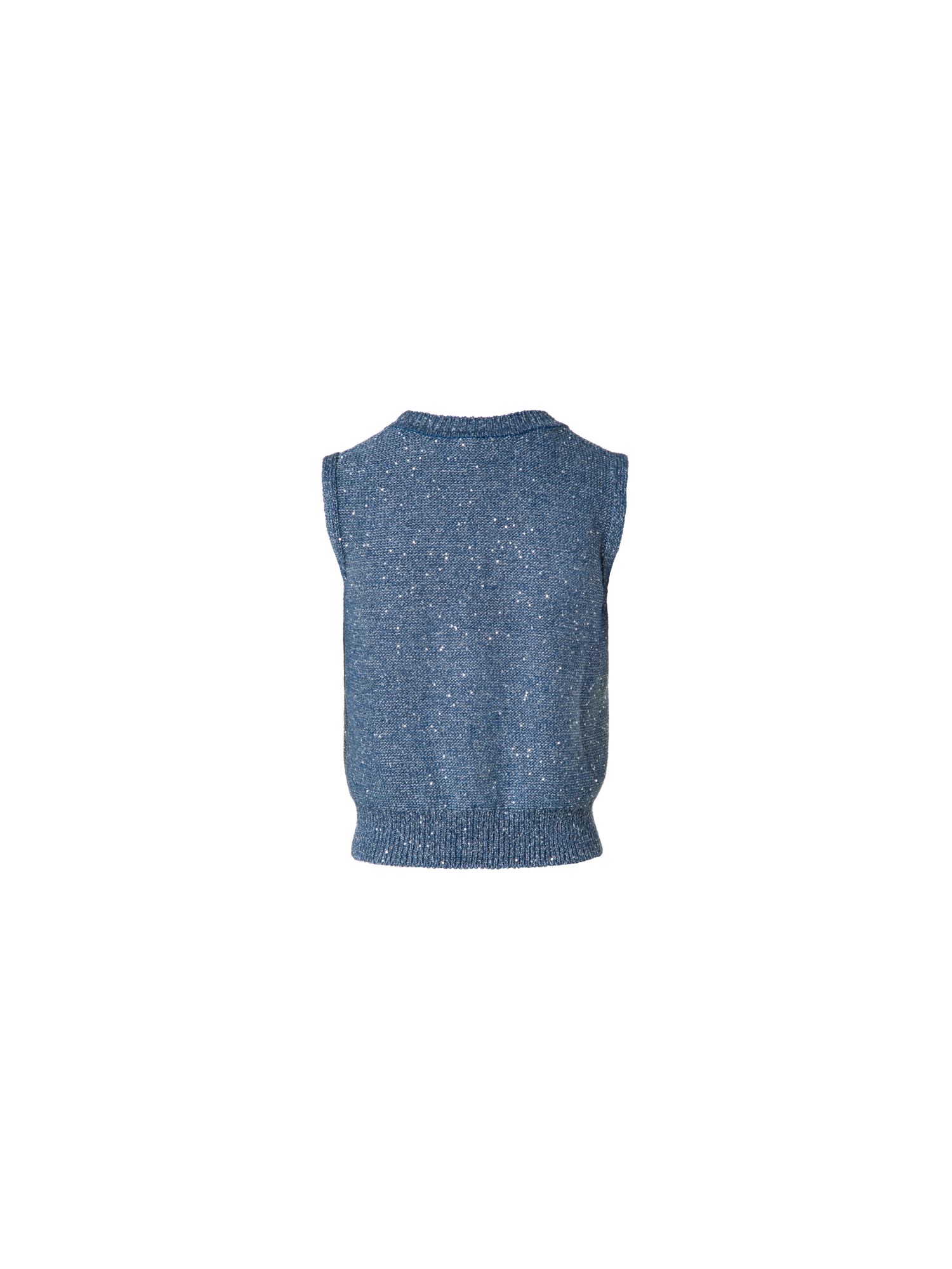 Designer Sleeveless Linen Cotton Knit Top with Sequins - blue