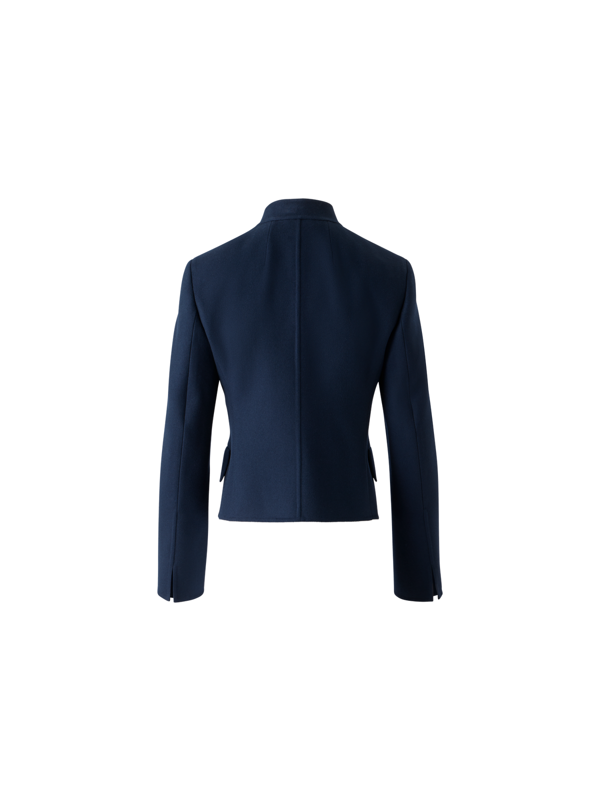 Designer Short Fitted Wool Flannel Double-Face Jacket - neutral - navy - blue