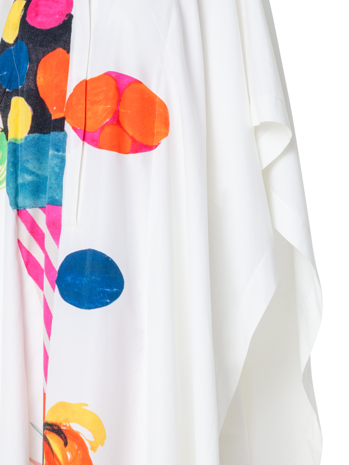 Designer Cotton Caftan Dress with Rooster Print - multicolor - ecru - white