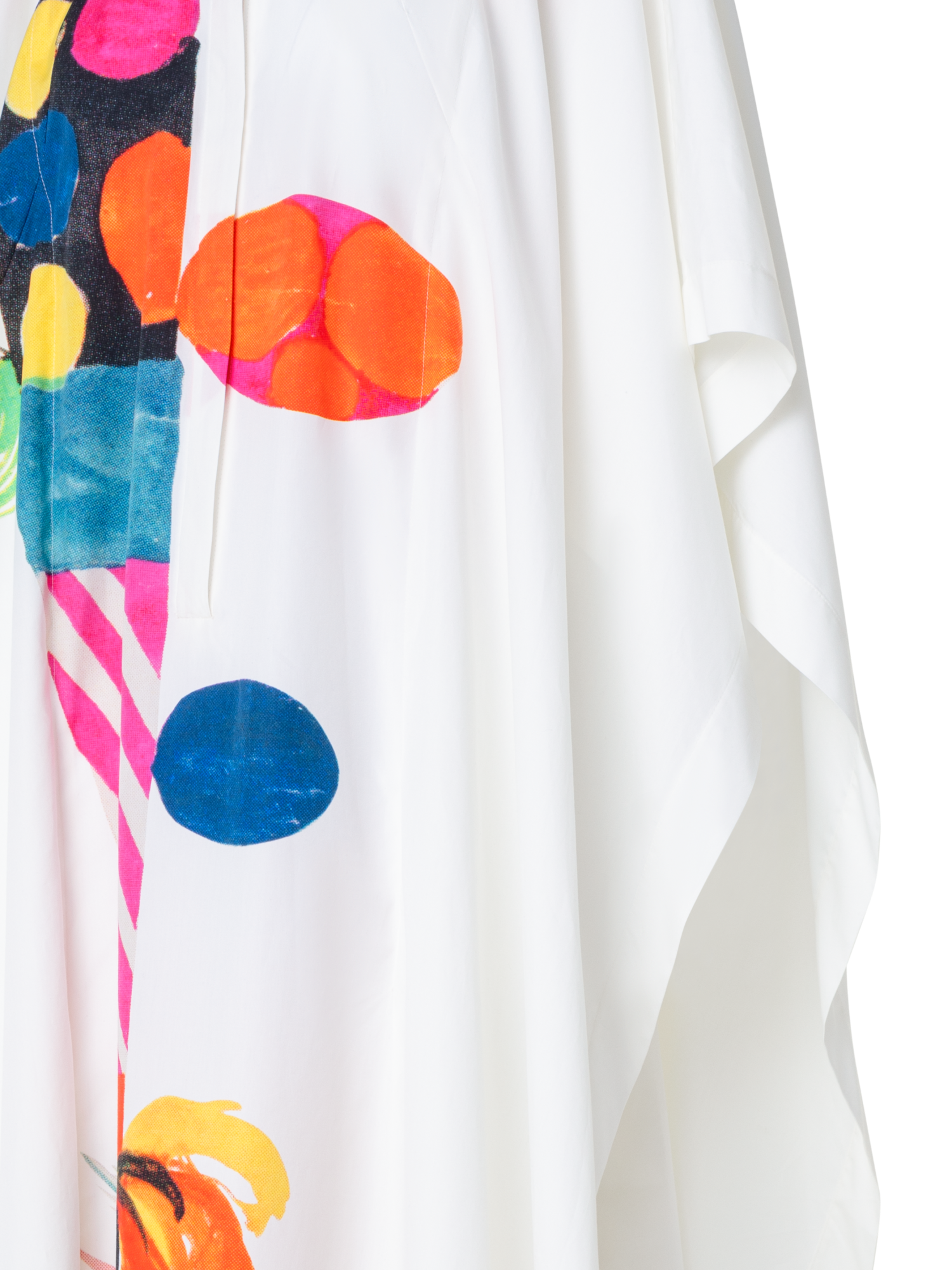 Designer Cotton Caftan Dress with Rooster Print - multicolor - ecru - white