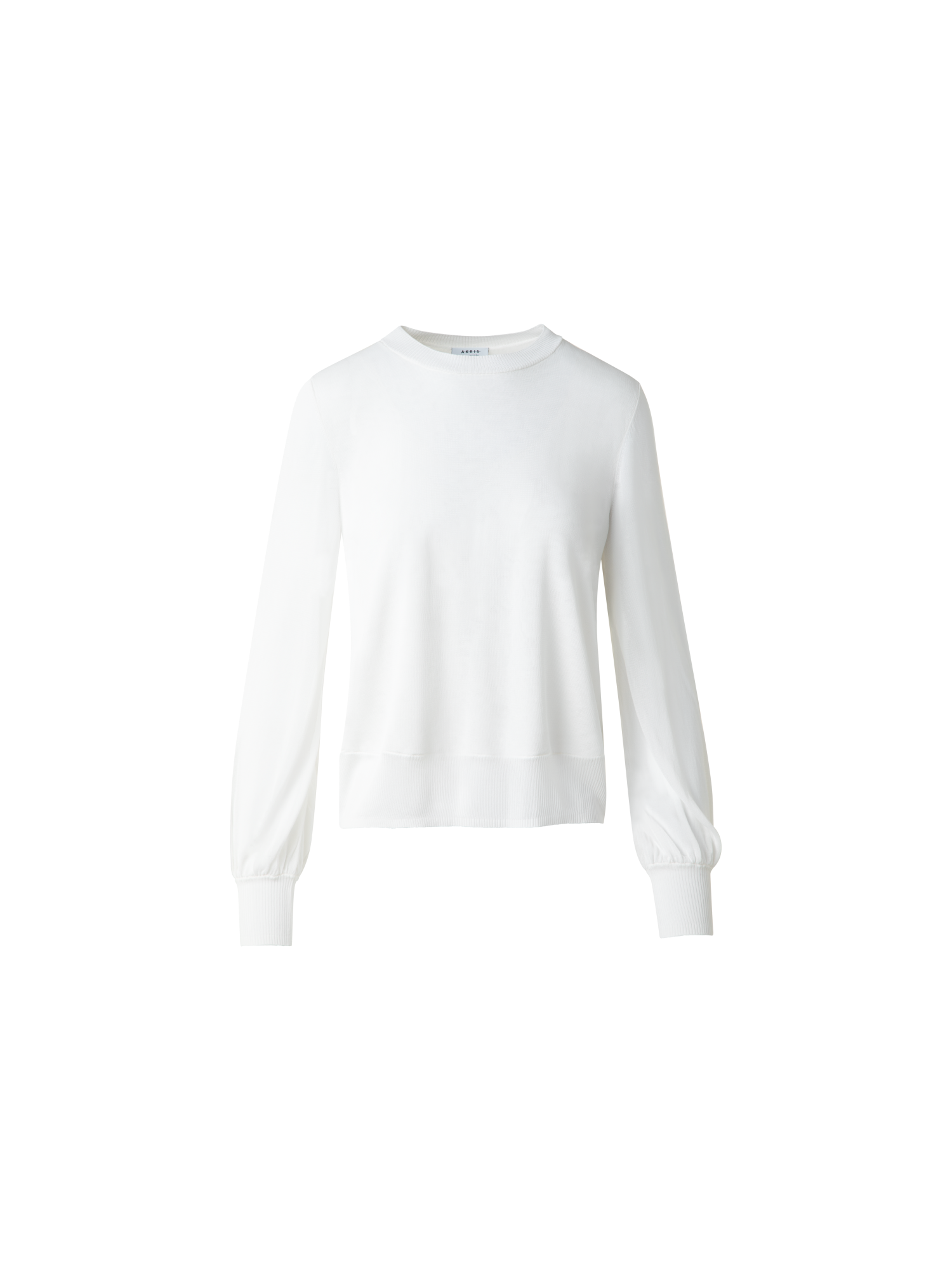 Designer Knit Sweater with Sheer Neckline and Sleeves - ecru - white