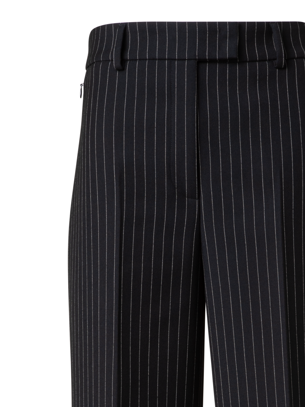 Designer Wide Wool Double-Face Pants with Pinstripes - grey