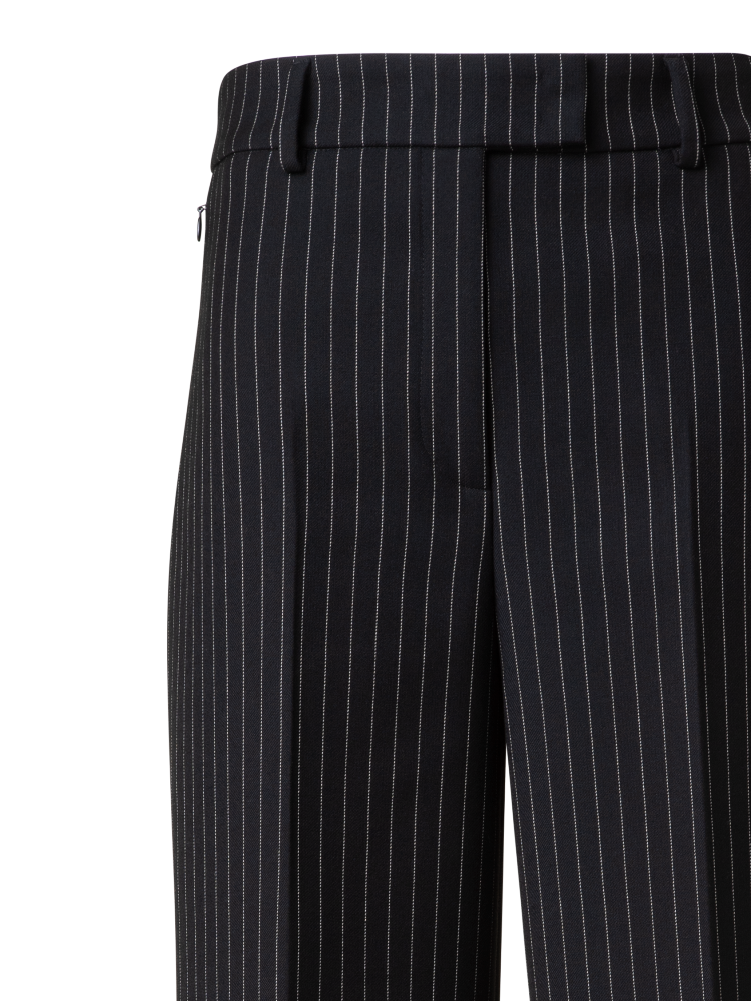 Designer Wide Wool Double-Face Pants with Pinstripes - grey