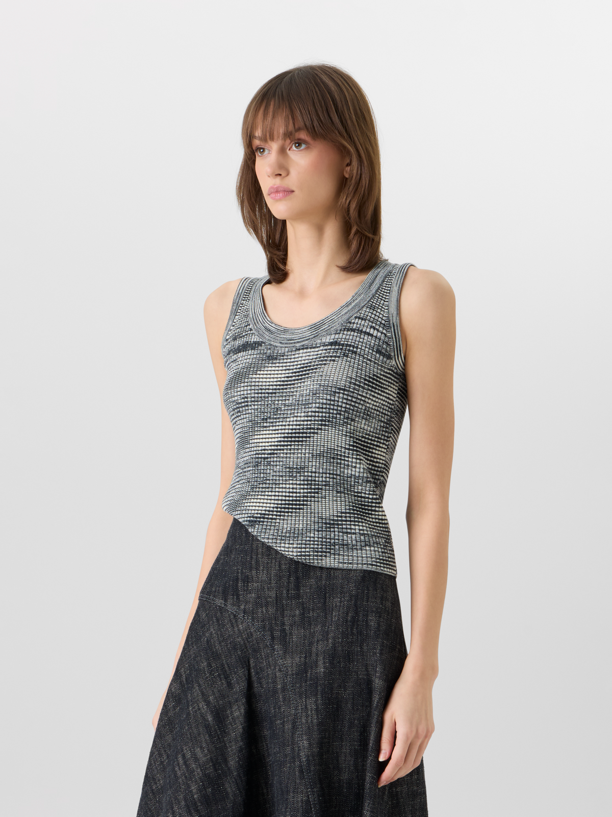 Designer Sleeveless Merino Wool Knit Top - grey #editorial