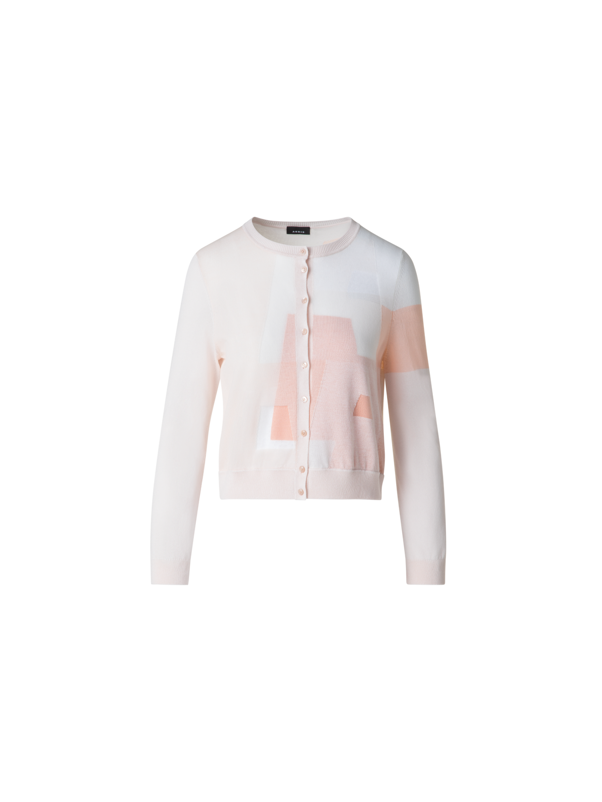 Designer Trapezoid Intarsia Linen Blend Cardigan - multicolor - pink