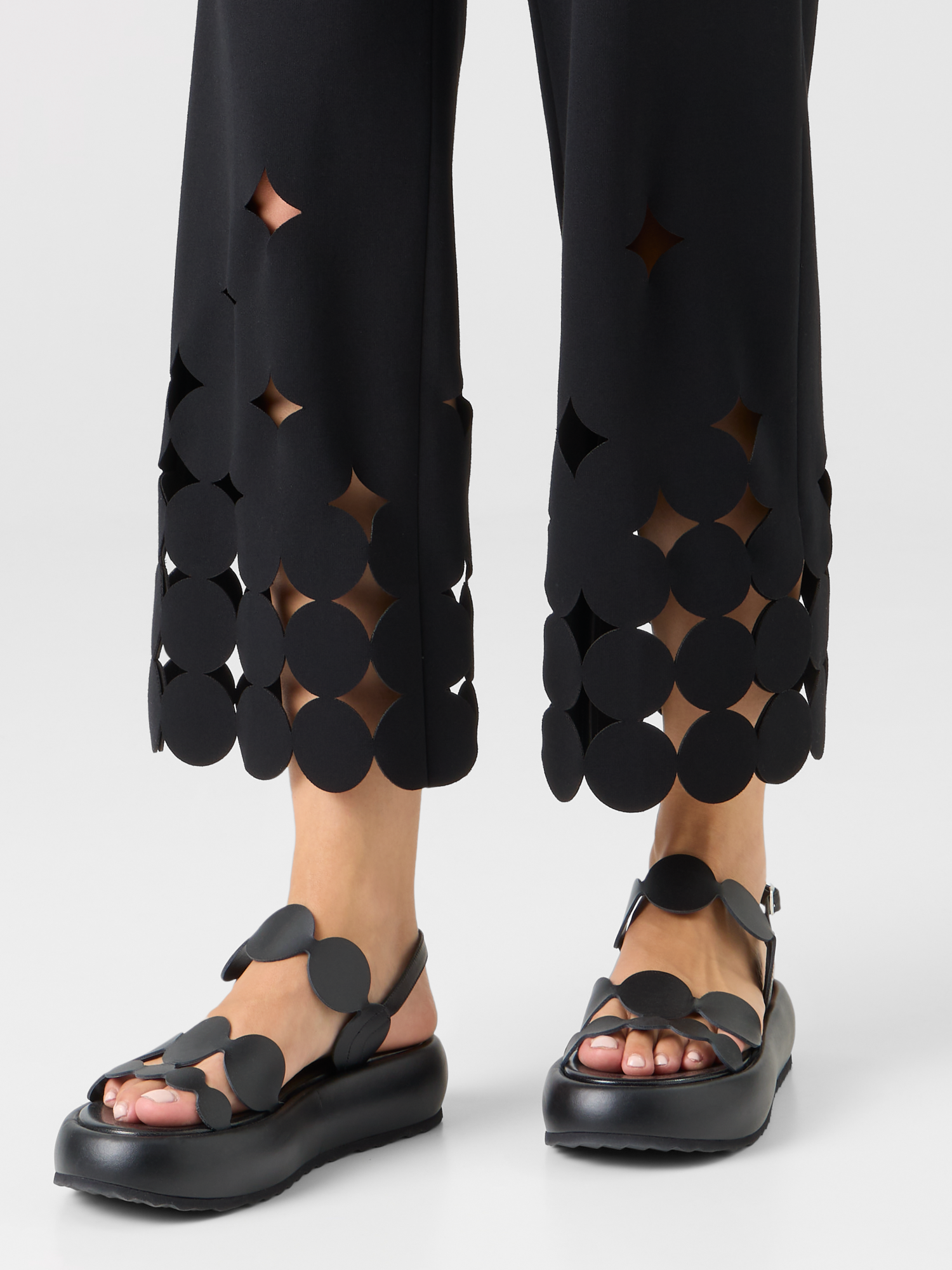 Designer Dropping Dot Cut-Out Jersey Pants - black 