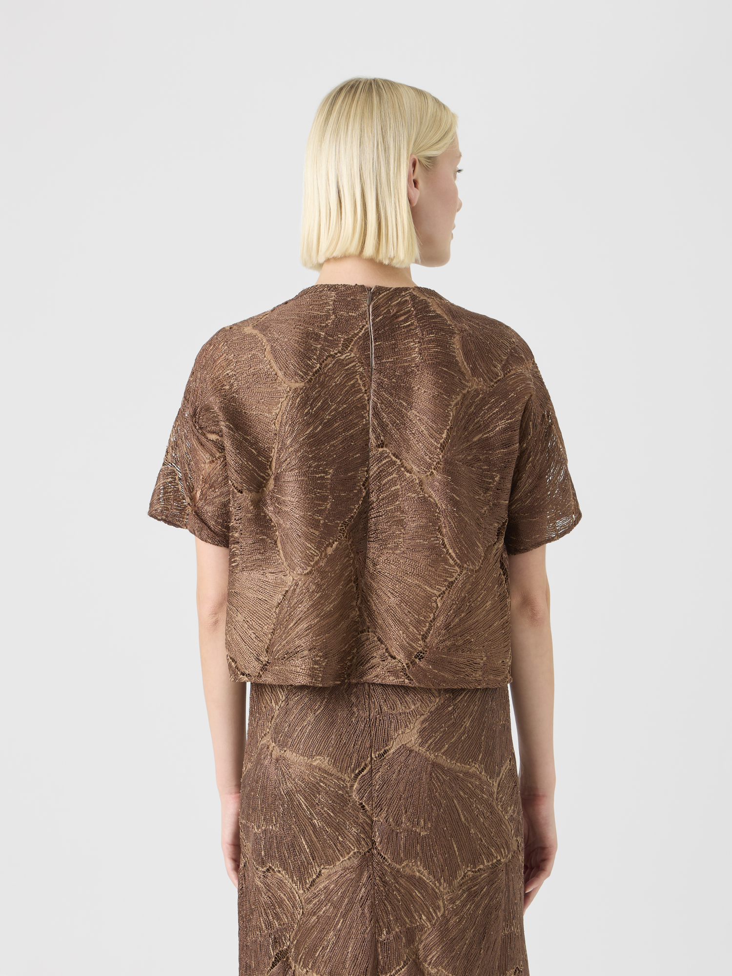 Designer Lacquered Sea Fan Lace Boxy Blouse 