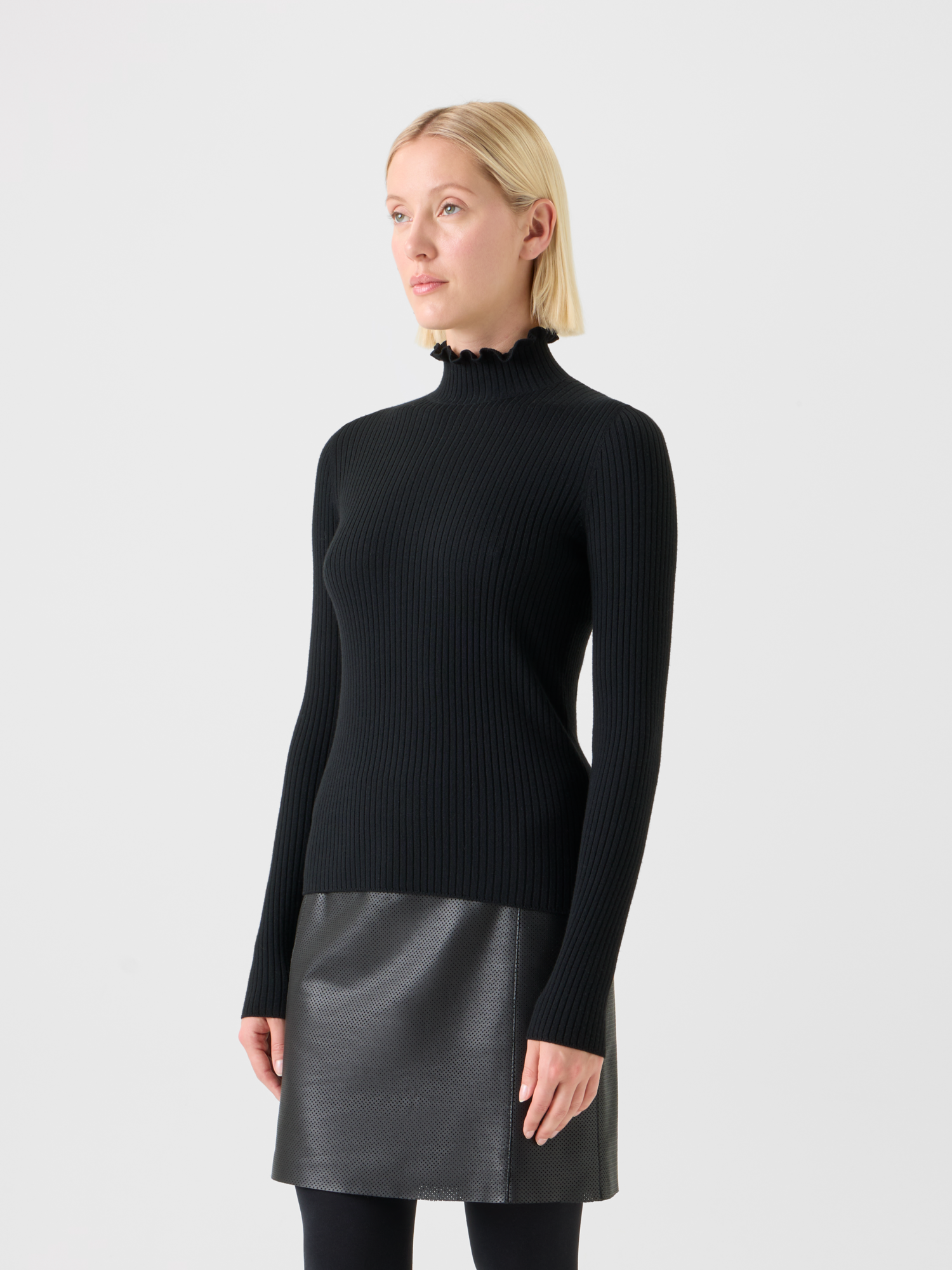 Designer Low Waist Belted Leather Mini Skirt - black - neutral 