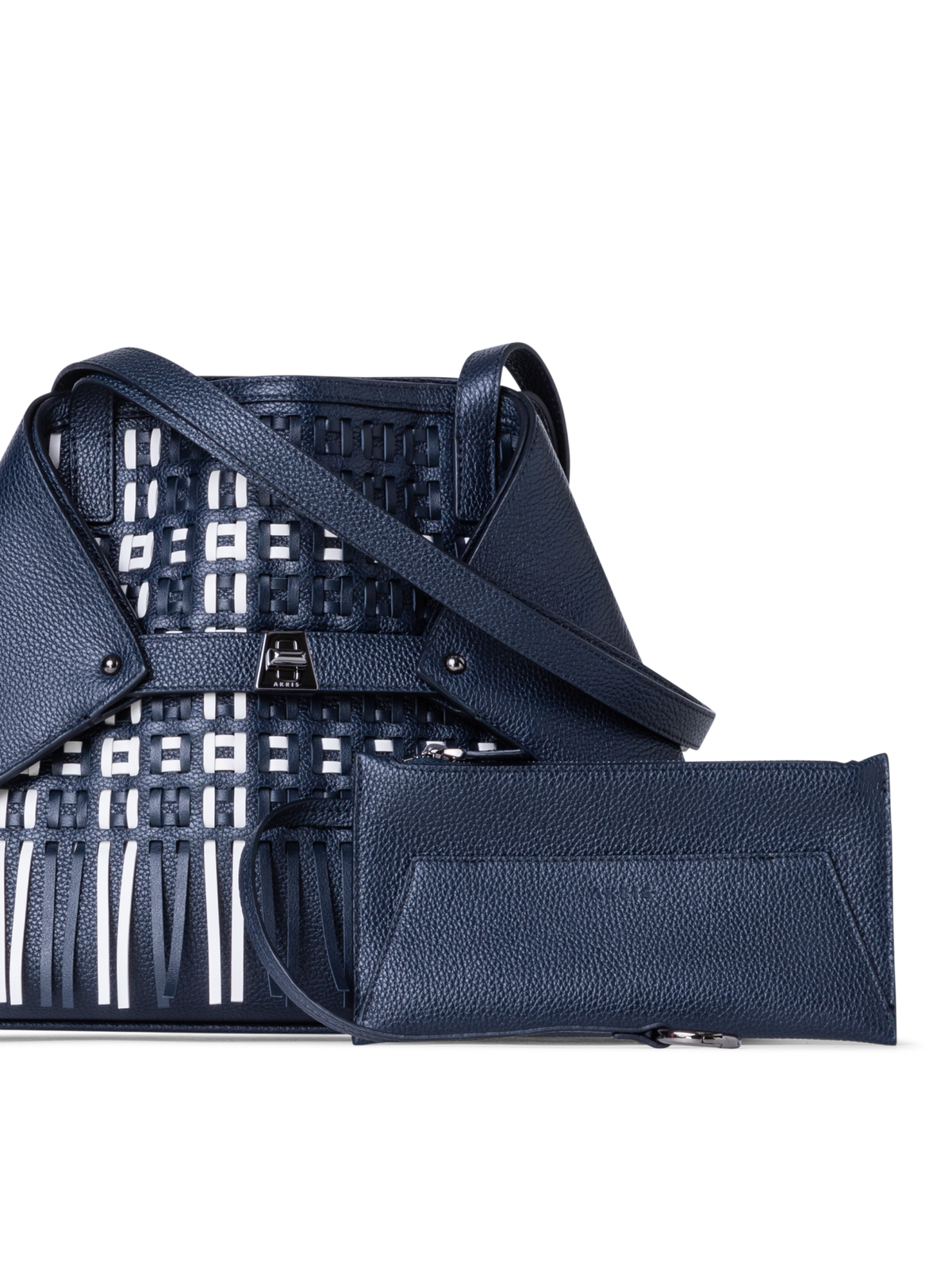 Designer Ai Small Shoulder Tote - blue - multicolor - white