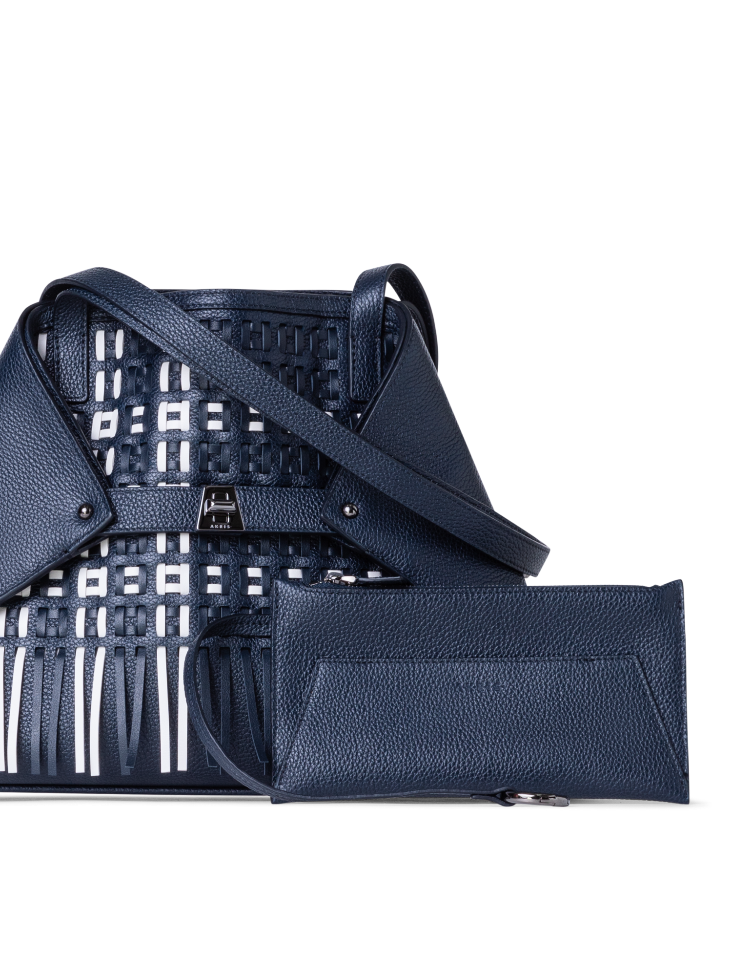 Designer Ai Small Shoulder Tote - blue - multicolor - white