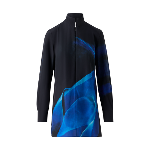 Silk Tunic Blouse in Alyson's Cyanotype Print