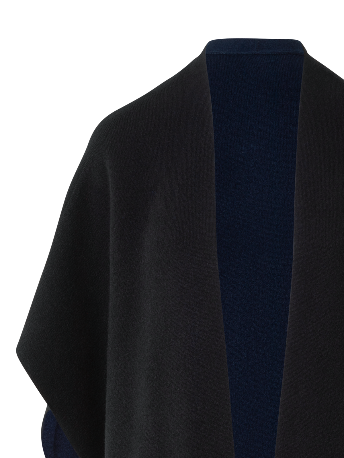 Designer Bi-Color Cashmere Double-Face Knit Cape - black - neutral - navy - blue - multicolor