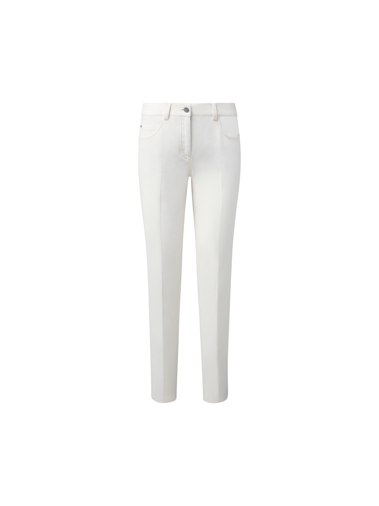 Designer Slim Cotton Denim Stretch Pants - ecru - white