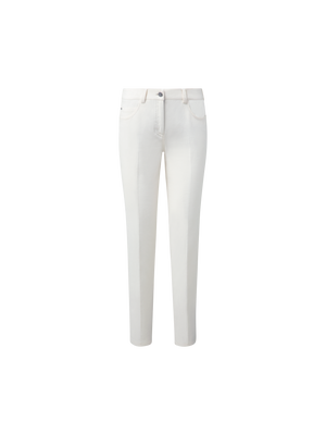 Designer Slim Cotton Denim Stretch Pants - ecru - white