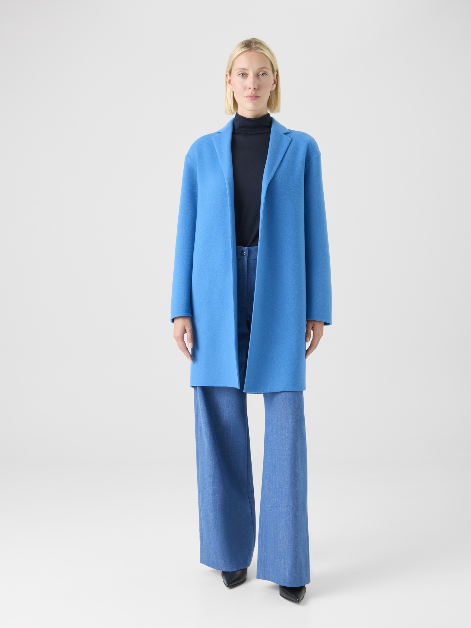 Designer Cashmere Double-Face Coat - blue 