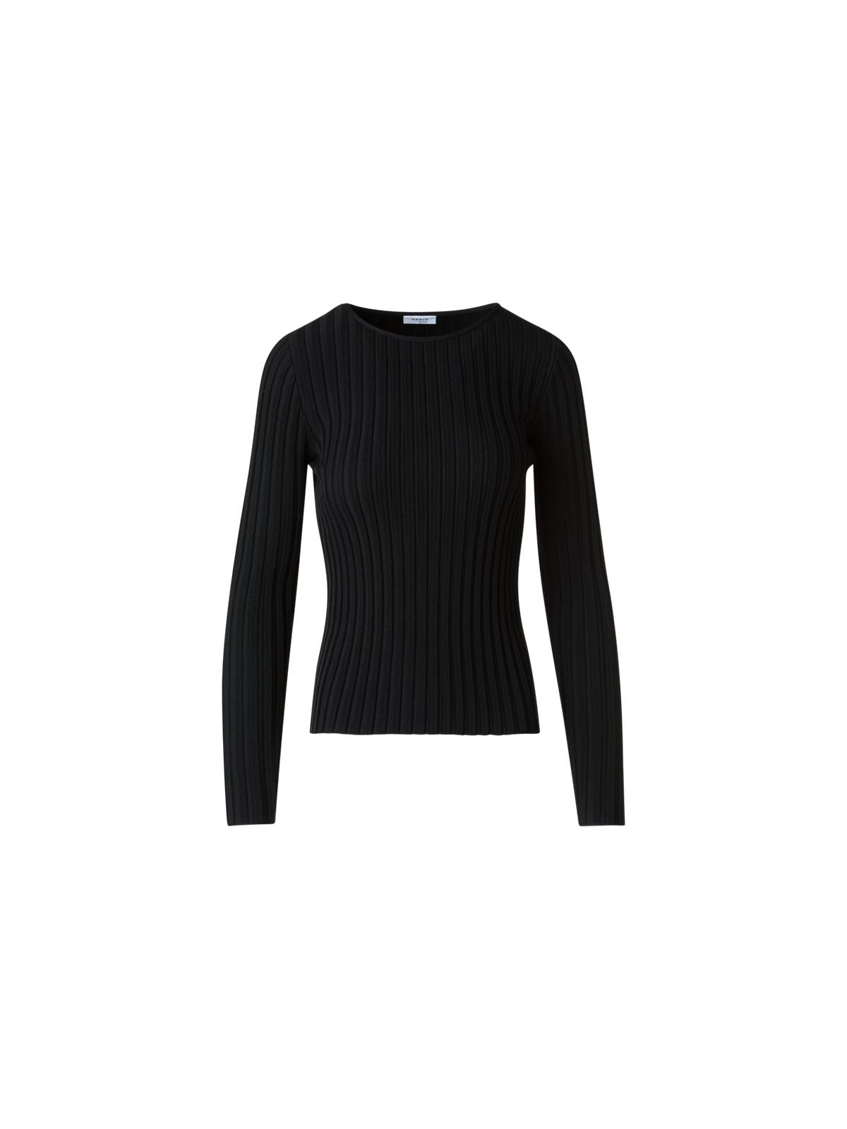 Designer Merino Wool Rib Knit Pullover - black - neutral