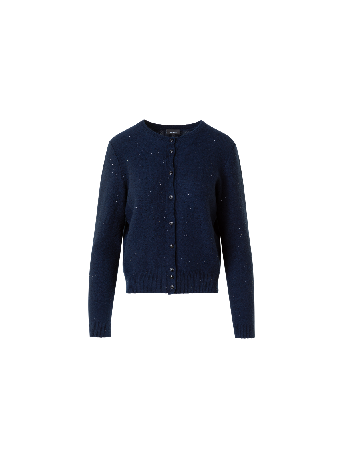 Designer Sequin Wool Cashmere Knit Cardigan - neutral - navy - blue