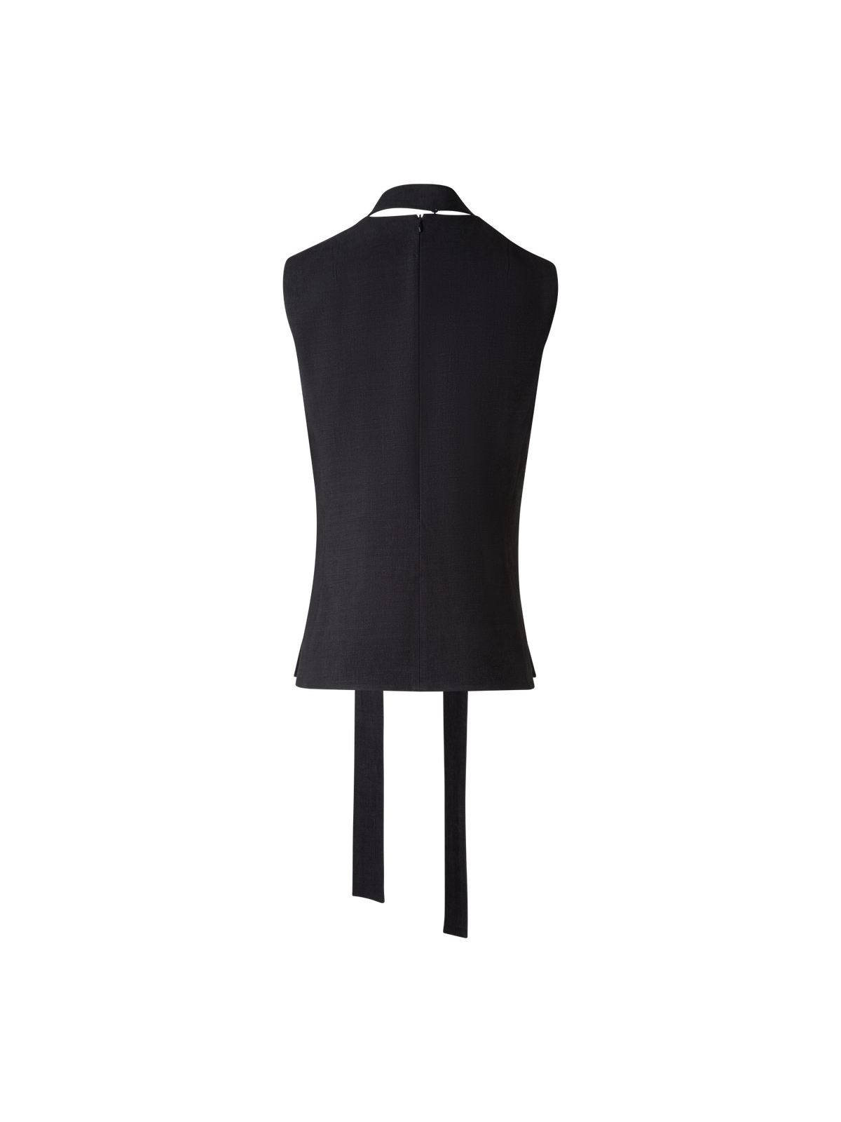 Designer Sleeveless Tie Neck Blouse in Linen Blend - black