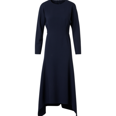 Asymmetrical Cool Wool Midi Dress