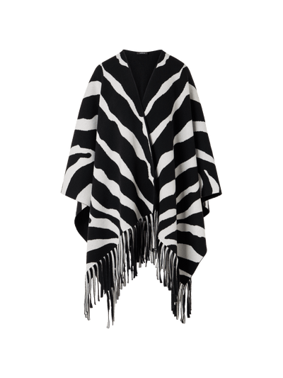 Designer Cashmere Double-Face Knit Cape - multicolor