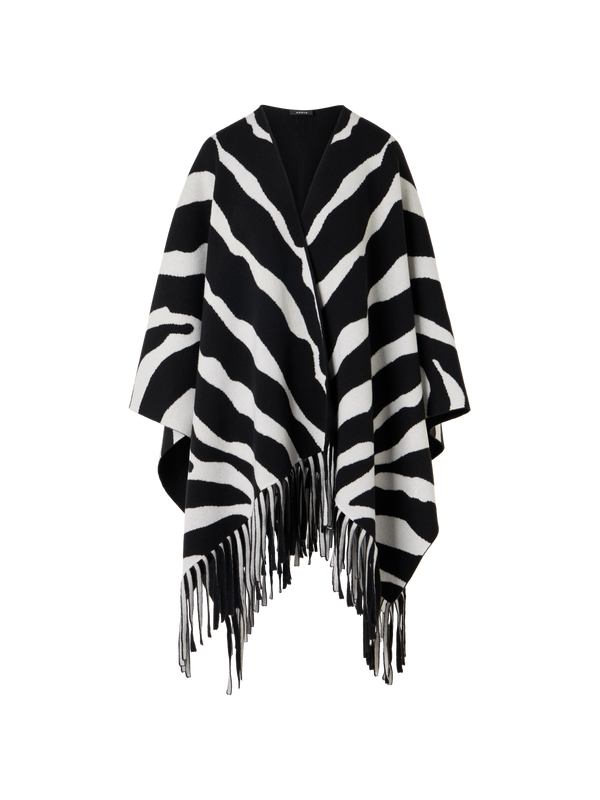 Designer Cashmere Double-Face Knit Cape - multicolor