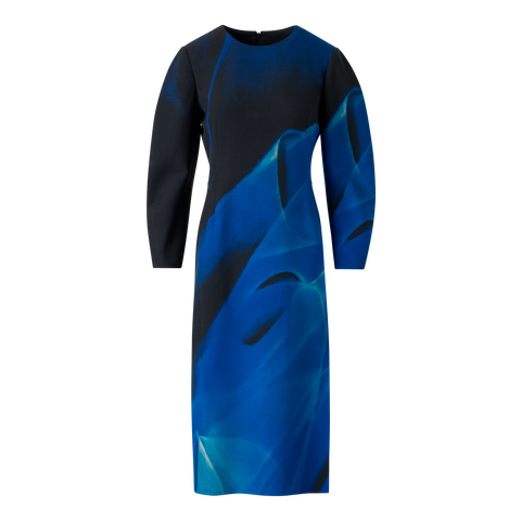 Barrel Sleeve Dress in Alyson's Cyanotype Print