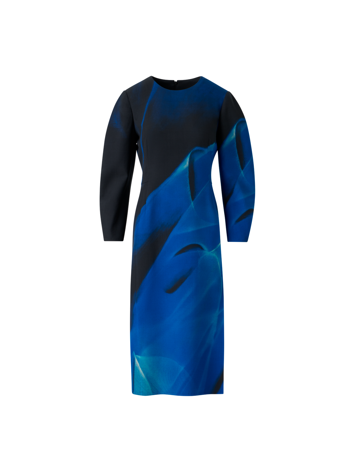Designer Barrel Sleeve Dress in Alyson's Cyanotype Print - blue - multicolor
