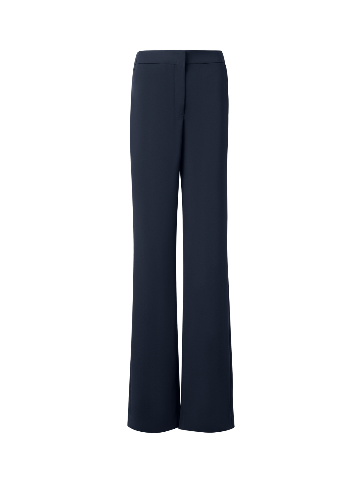 Designer Straight Laser Cut Pants with Elastic Waist - navy - blue