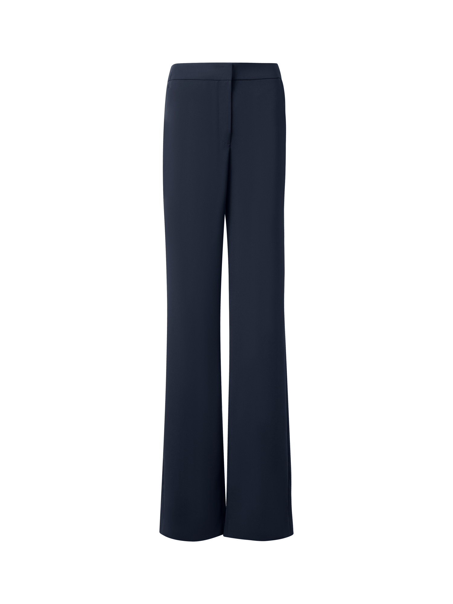 Designer Straight Laser Cut Pants with Elastic Waist - navy - blue