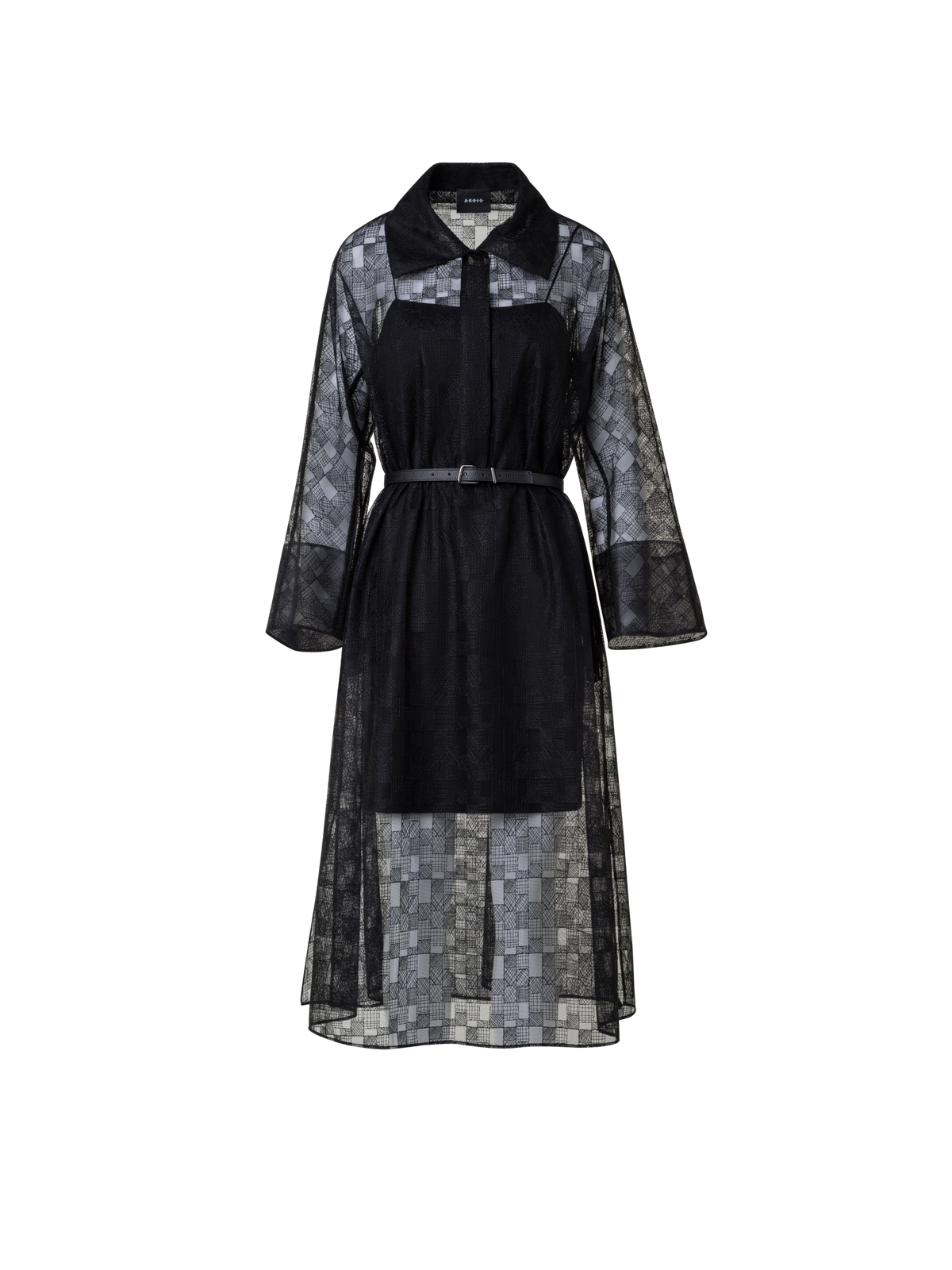 Designer Shirt Dress in Lizzy Grid Embroidery - black