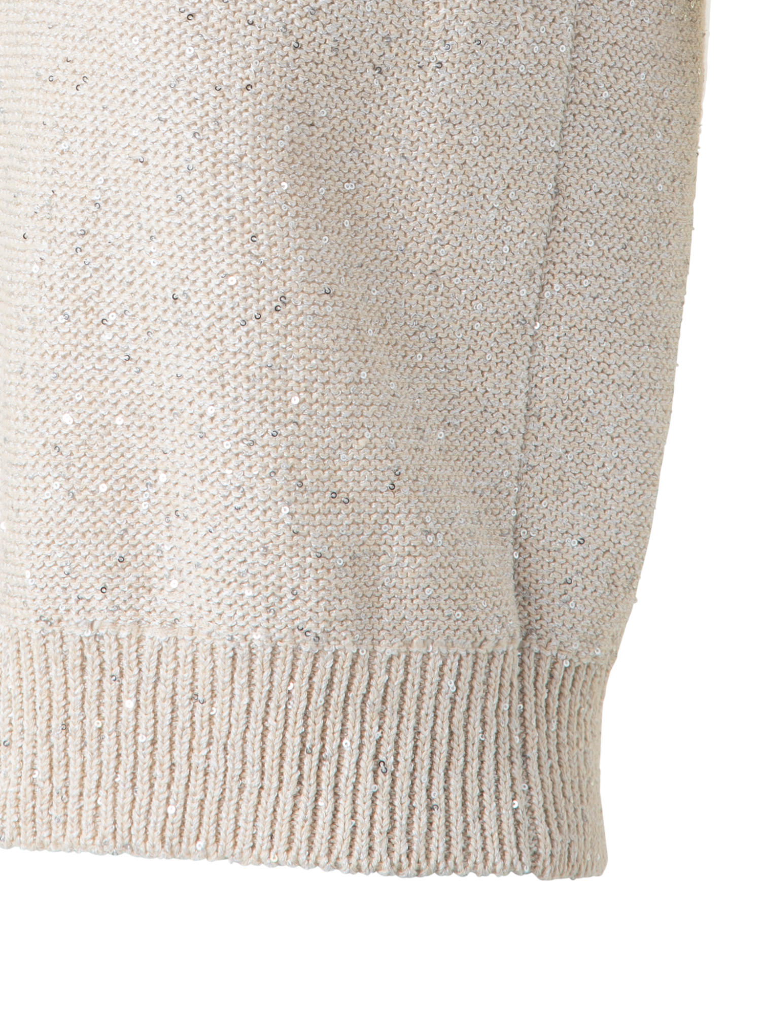 Designer Sleeveless Linen Cotton Knit Top with Sequins - neutral - pastel - beige