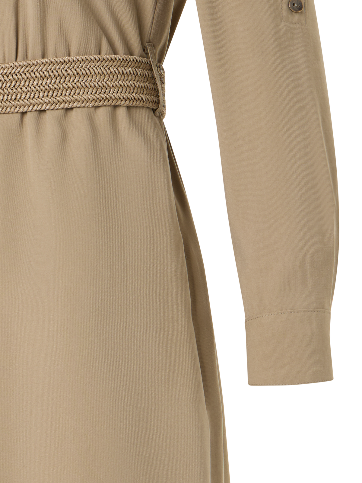 Designer Peach-Skin Viscose Twill Midi Shirt Dress - brown
