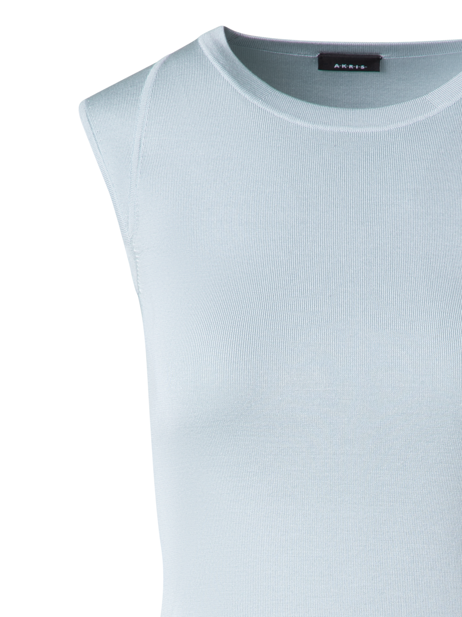 Designer Sleeveless Knit Top in Silk Stretch - pastel - blue