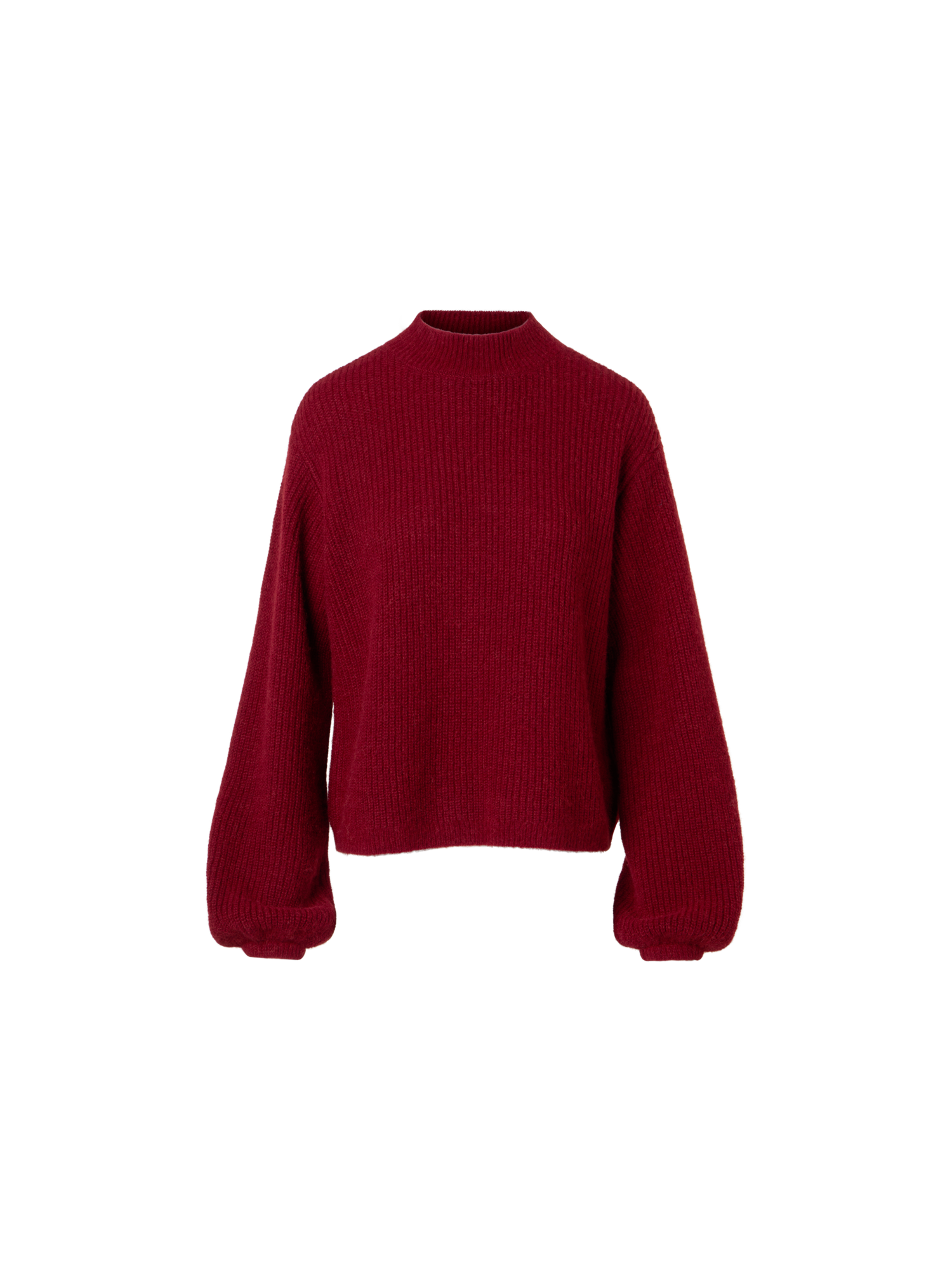 Designer Balloon Sleeve Alpaca Wool Knit Sweater - red