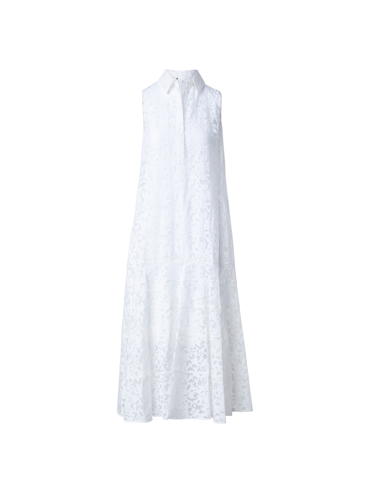 Designer Semi-Sheer Kaleidoscope Organzino Midi Dress - white