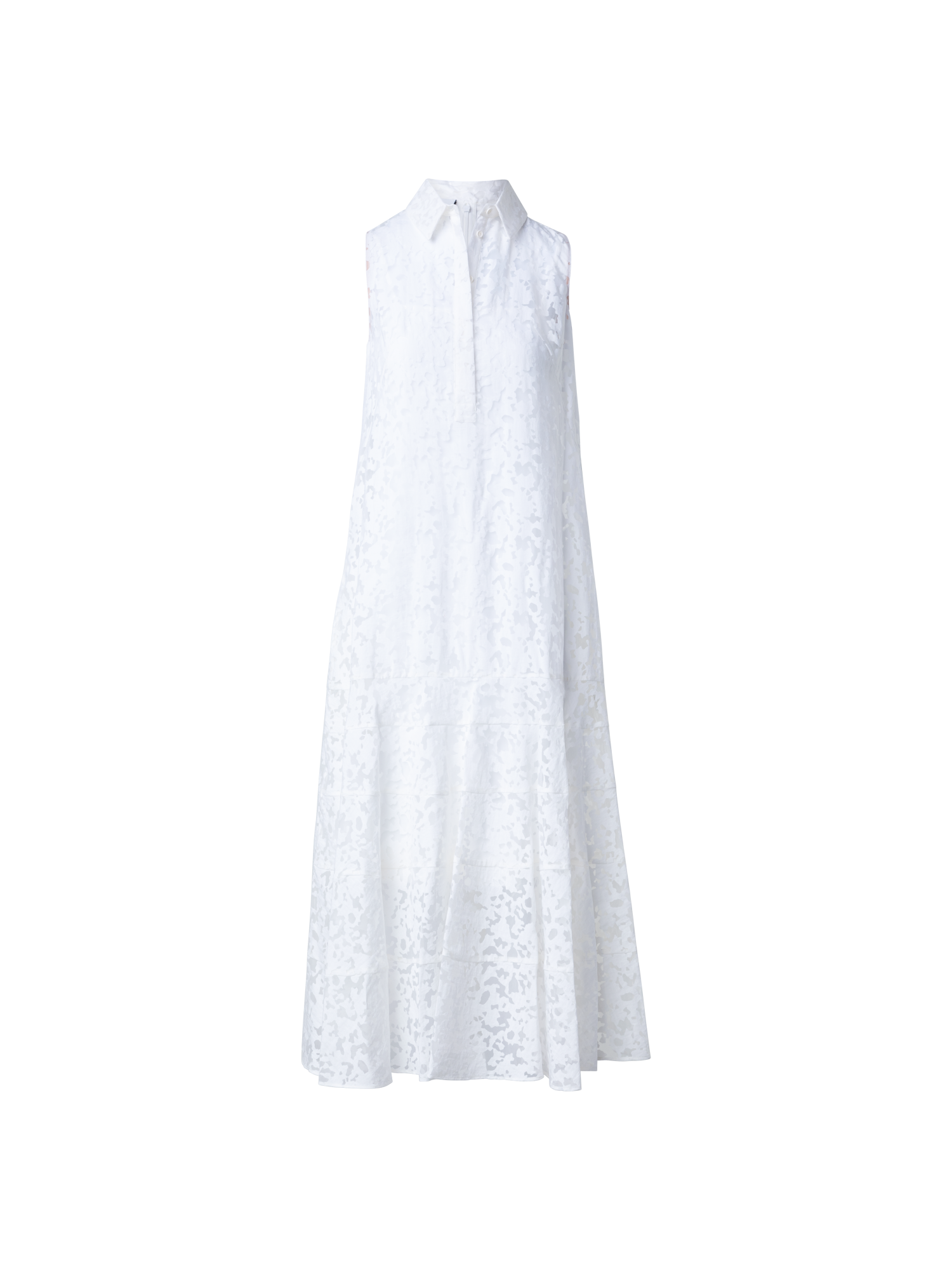 Designer Semi-Sheer Kaleidoscope Organzino Midi Dress - white